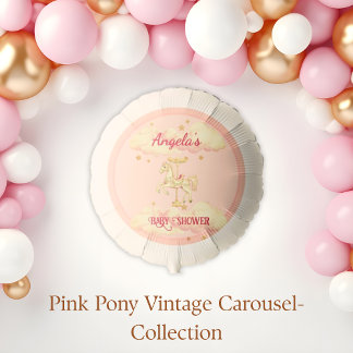 Pink and Gold Vintage Pony-Party Balloon