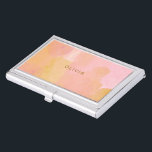Pink and Gold Watercolor Abstract Painting Business Card Case<br><div class="desc">A pretty combination of pink,  yellow,  gold and orange watercolor brush strokes and organic,  abstract shapes,  personalized with name or words of your choice.</div>