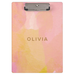 Pink and Gold Watercolor Abstract Painting Clipboard