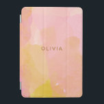 Pink and Gold Watercolor Abstract Painting iPad Mini Cover<br><div class="desc">A pretty combination of pink,  yellow,  gold and orange watercolor brush strokes and organic,  abstract shapes,  personalized with name or words of your choice.</div>