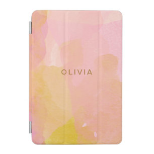 Pink and Gold Watercolor Abstract Painting iPad Mini Cover