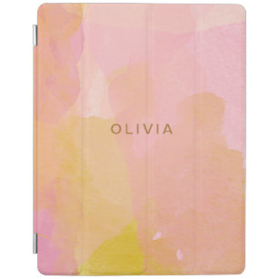 Pink and Gold Watercolor Abstract Painting iPad Smart Cover