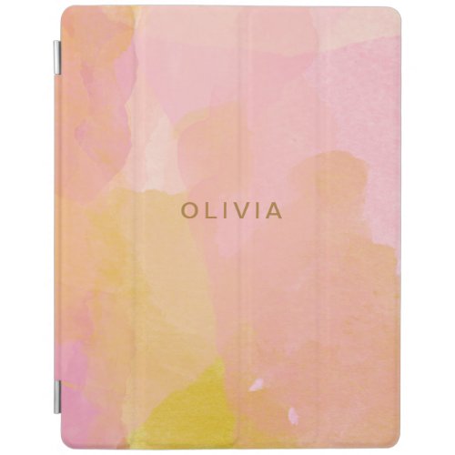 Pink and Gold Watercolor Abstract Painting iPad Smart Cover