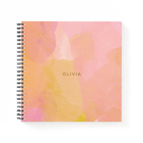 Pink and Gold Watercolor Abstract Painting Notebook