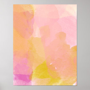 Pink and Gold Watercolor Abstract Painting Poster