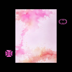 Pink and Gold Watercolor Scrapbook Paper