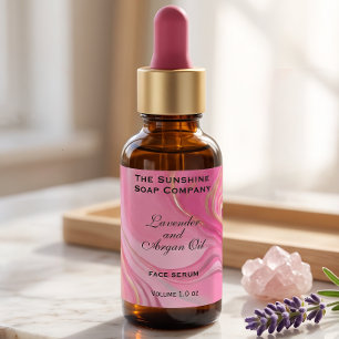 Pink and Gold Waterproof Cosmetics Dropper Bottle Labels
