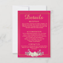 Pink and Gold Wedding Details Enclosure Card