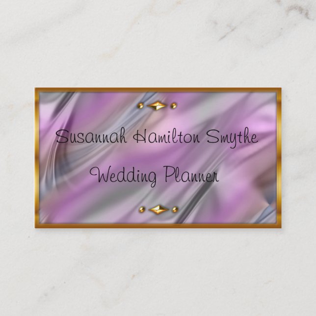 Pink and Gold Wedding Planner Business Cards (Front)