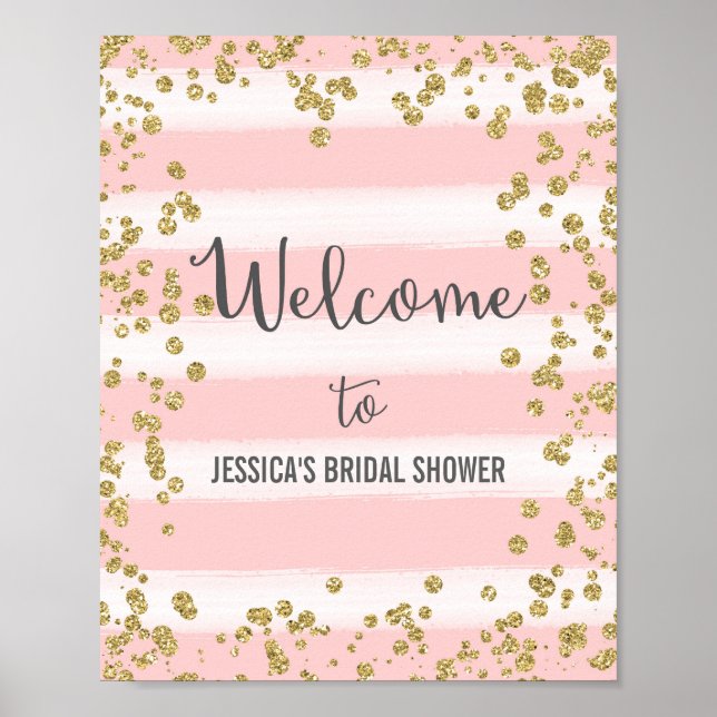 Pink and Gold Welcome Poster Print (Front)