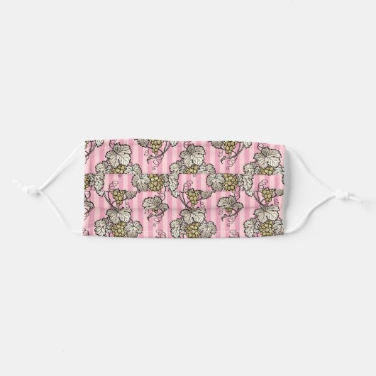 Pink and Gold Wine themed Adult Cloth Face Mask (Front, Folded)