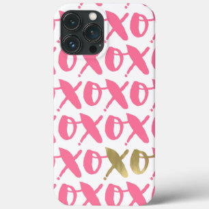 Pink and Gold XOXO Pattern iPhone 13 Pro Max Case