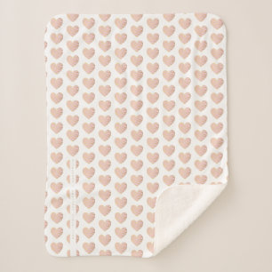 Pink and Golden effect Elegant Heart Sherpa Blanket