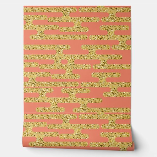 Pink and Golden Pattern Modern Wallpaper