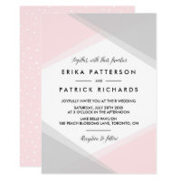 Pink and Gray Abstract Gradient Modern Wedding Card