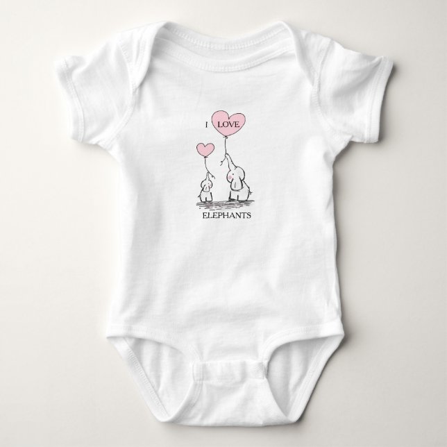 Pink and Gray Baby Elephant Bodysuit (Front)