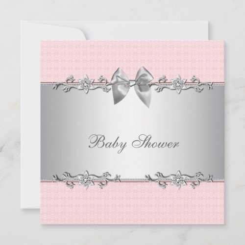 Pink and Gray Baby Girl Shower Invite