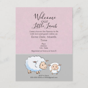 Pink and Gray Baby Girl Shower Invitations