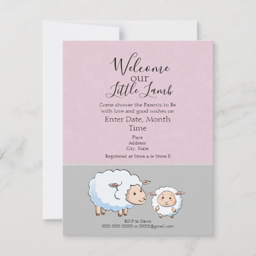 Pink and Gray Baby Girl Shower Invitations