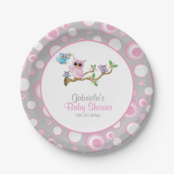 pink and gray paper plates