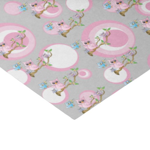 Pink and Gray Baby Owls  Shower Theme Tissue Paper