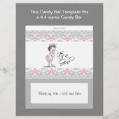 Pink and Gray Baby Shower Candy Bar Wrapper (Front)