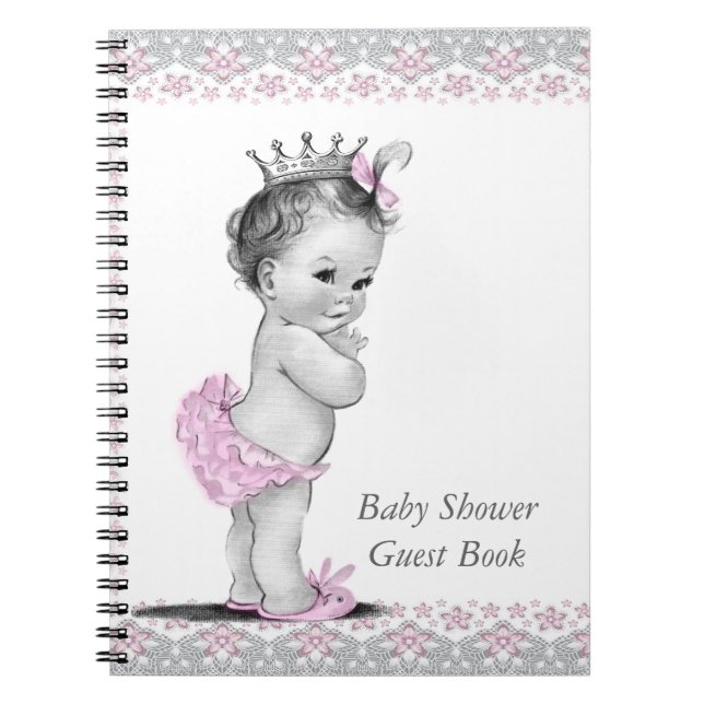 Pink and Gray Baby Shower Guest Book (Front)
