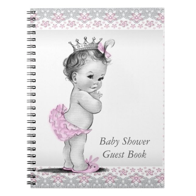 Pink and Gray Baby Shower Guest Book (Front)