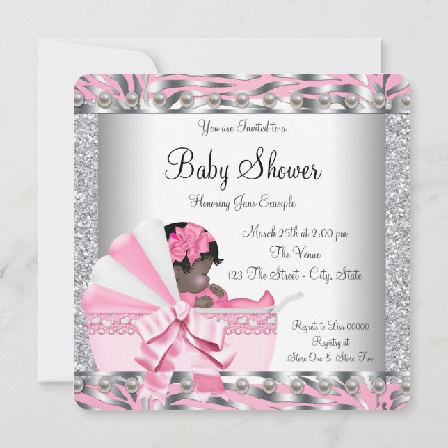 Pink and Gray Baby Shower Invitation (Back)