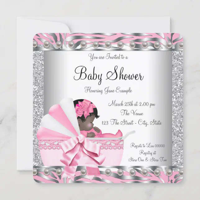 Pink and Gray Baby Shower Invitation Zazzle