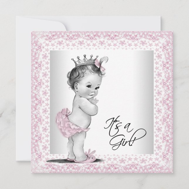 Pink and Gray Baby Shower Invitation (Front)