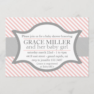 Pink and Gray Baby Shower Invitation