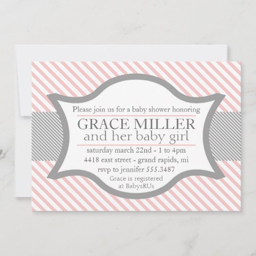 Pink and Gray Baby Shower Invitation
