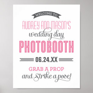 Pink and Gray Banner Photo Booth Wedding Poster