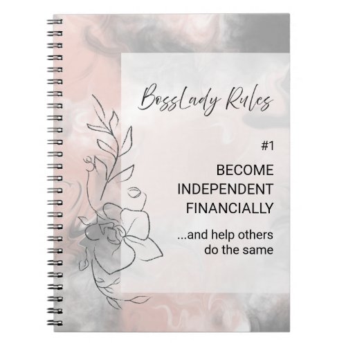 Pink and Gray BossLady Rule 1 Motivational Saying Notebook