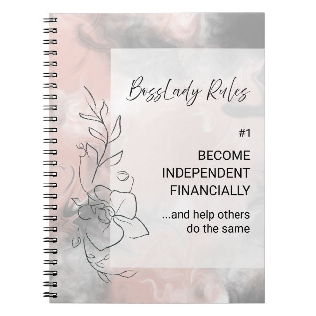 Pink and Gray BossLady Rule 1 Motivational Saying Notebook (Front)