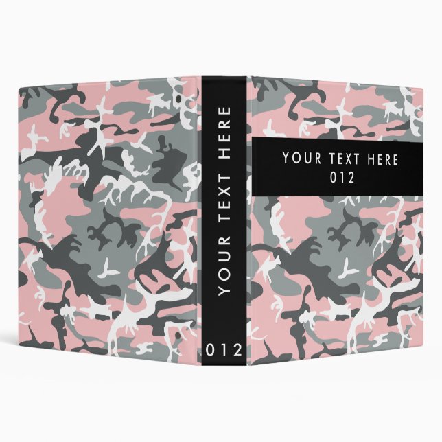 Pink and Gray Camo, Camouflage, Military, Army 3 Ring Binder (Background)
