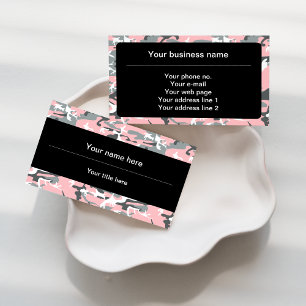 Pink and Gray Camo, Camouflage, Military, Army Business Card