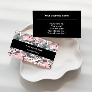 Pink and Gray Camo, Camouflage, Military, Army Business Card