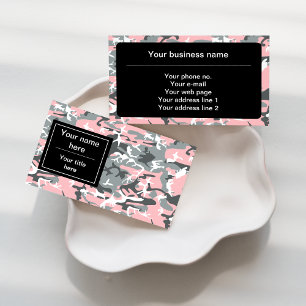 Pink and Gray Camo, Camouflage, Military, Army Business Card