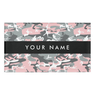 Pink and Gray Camo, Camouflage, Military, Army Name Tag