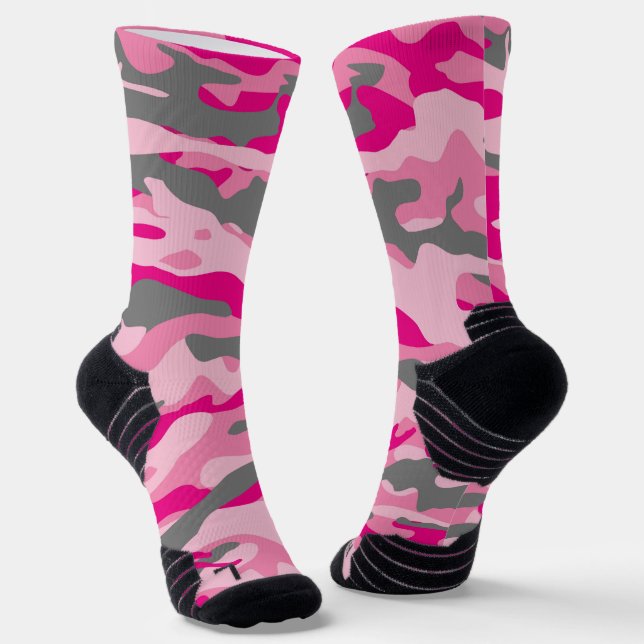 Pink and Gray Camo Socks (Angled)