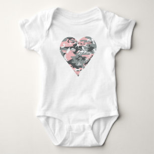 Pink and Gray Camouflage, Military, Army Baby Bodysuit