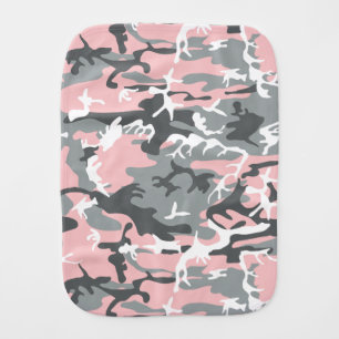 Pink and Gray Camouflage, Military, Army Baby Burp Cloth