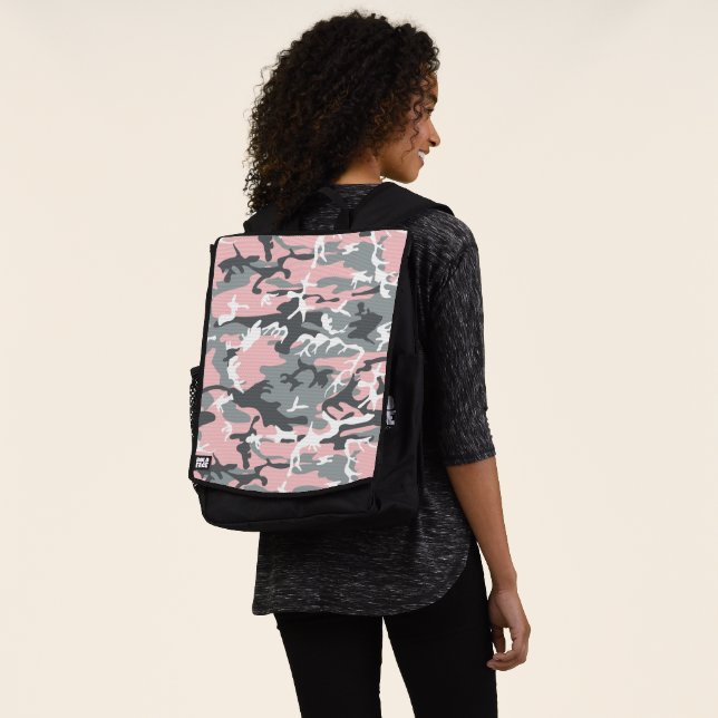 Pink and Gray Camouflage, Military, Army Backpack (Worn)