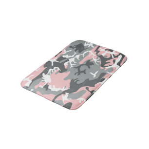 Pink and Gray Camouflage, Military, Army Bath Mat