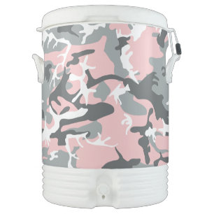 Pink and Gray Camouflage, Military, Army Beverage Cooler