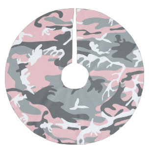 Pink and Gray Camouflage, Military, Army Brushed Polyester Tree Skirt