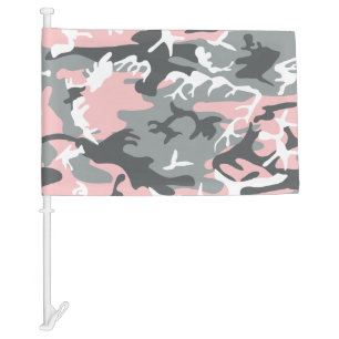 Pink and Gray Camouflage, Military, Army Car Flag