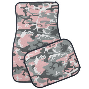 Pink and Gray Camouflage, Military, Army Car Floor Mat